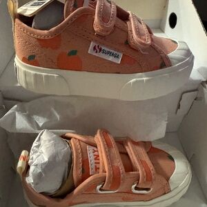 Superga Kids Peach and White Sneakers